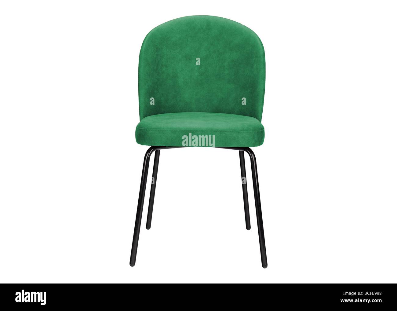 Chaise rembourrée verte avec pieds en métal Banque D'Images