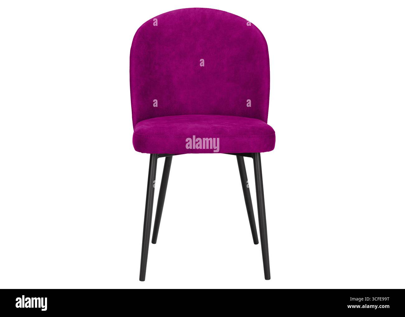 Chaise en velours violet avec pieds en métal noir Banque D'Images