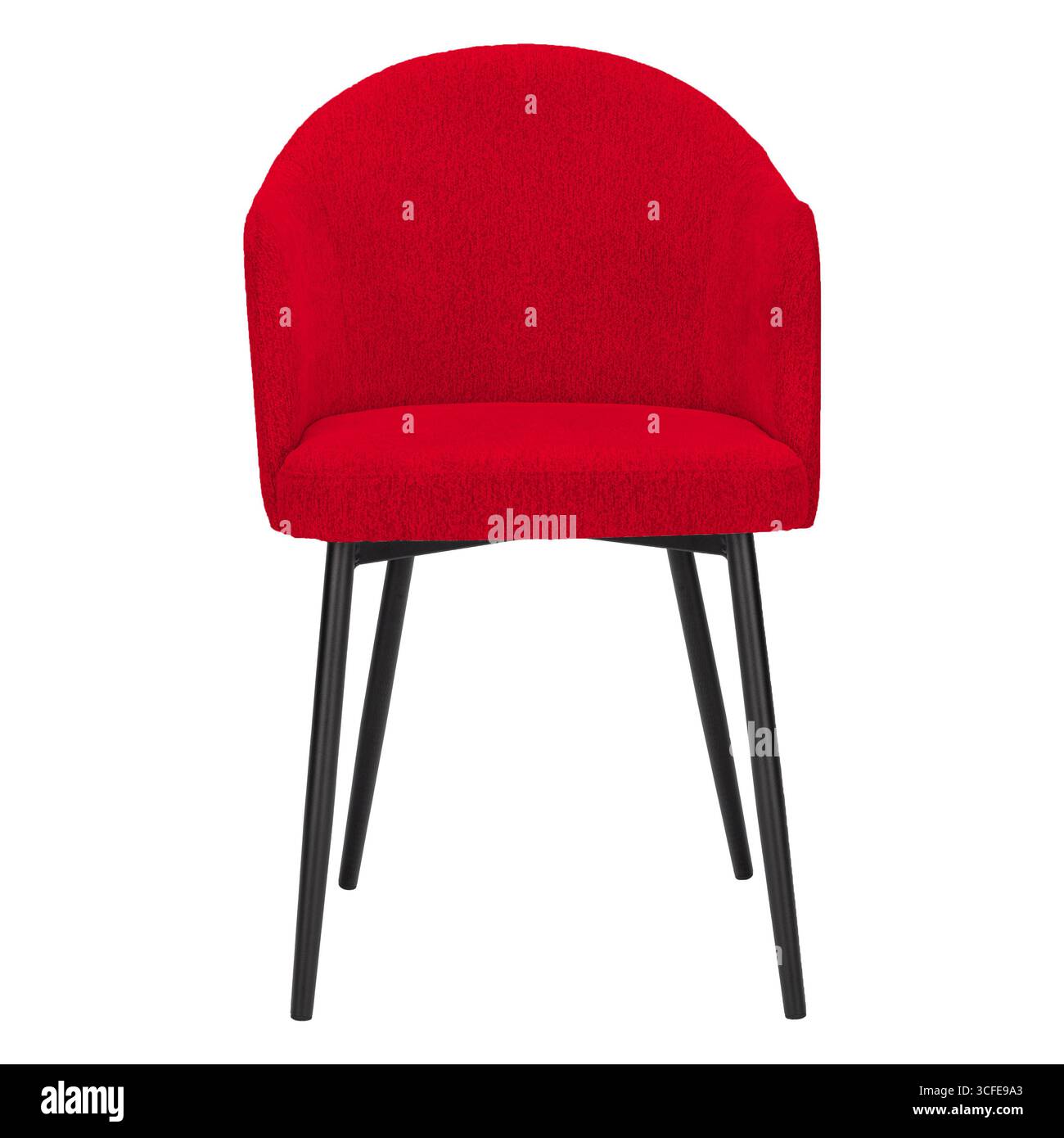 Chaise Red boucle avec bras et pieds en métal Banque D'Images