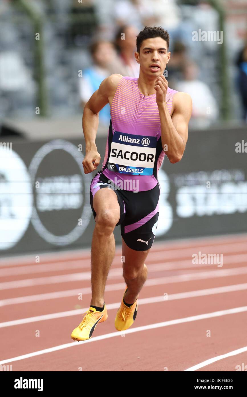 Bruxelles, Belgique. 22 août 2025. Le belge Jonathan Sacoor photographié lors de la 49ème édition de l’événement d’athlétisme Memorial Van Damme Diamond League à Bruxelles, vendredi 22 août 2025. BELGA PHOTO BRUNO FAHY crédit : Belga News Agency/Alamy Live News Banque D'Images