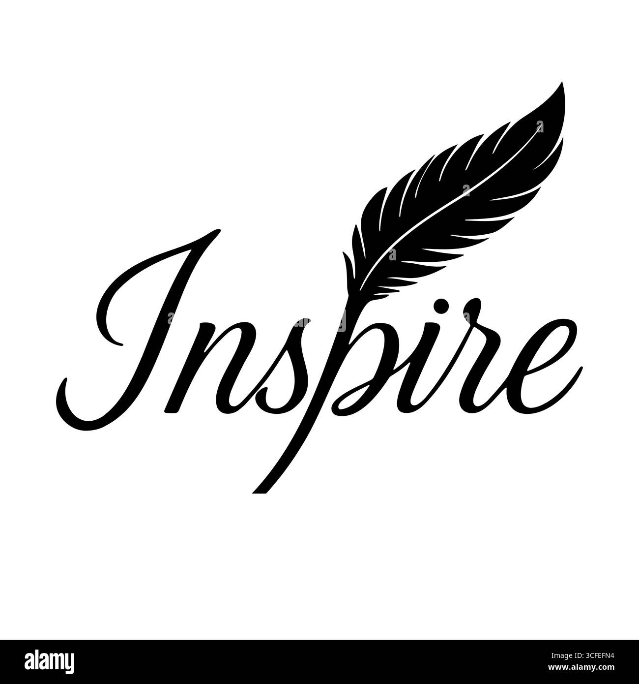 Inspirez la conception de logo, plume élégante et typographie Illustration de Vecteur Inspirez la conception de logo, plume élégante et typographie Illustration de Vecteur