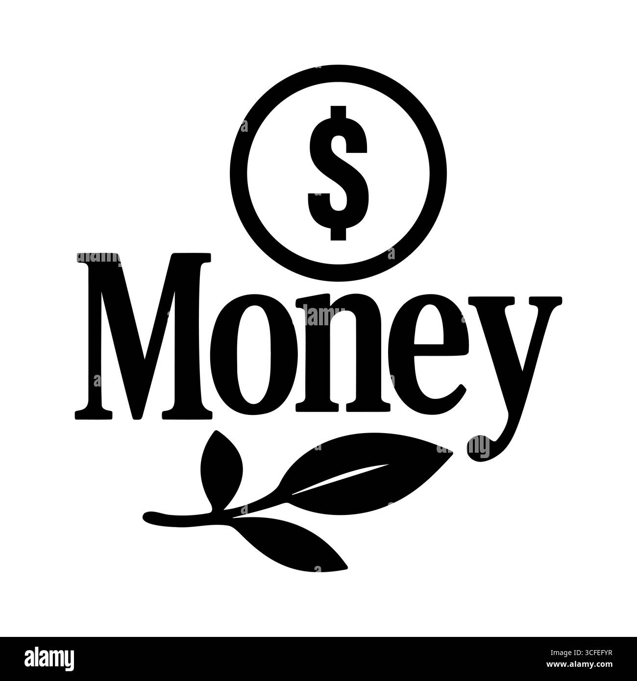 Icône de croissance monétaire, signe dollar avec vecteur feuille pour la finance, l'investissement et les concepts de richesse Illustration de Vecteur