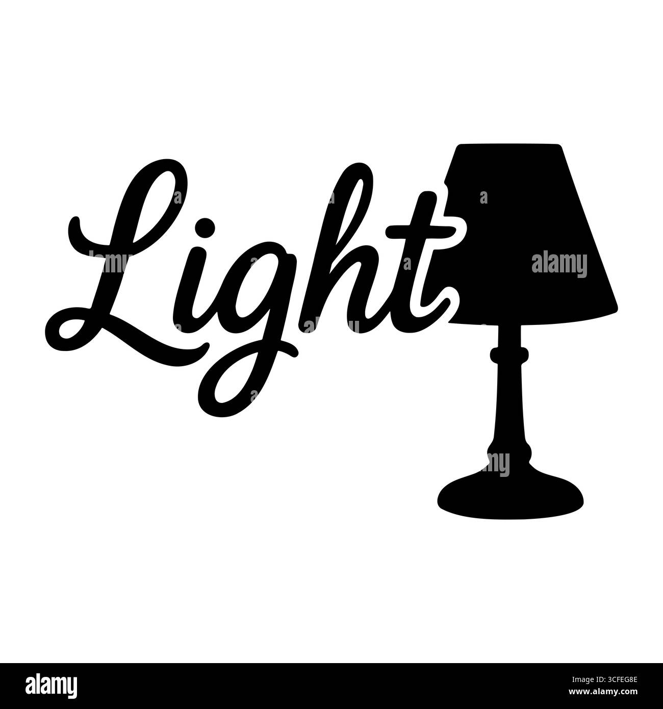 Silhouette de lampe légère, art de mot script minimal pour la décoration intérieure Illustration de Vecteur