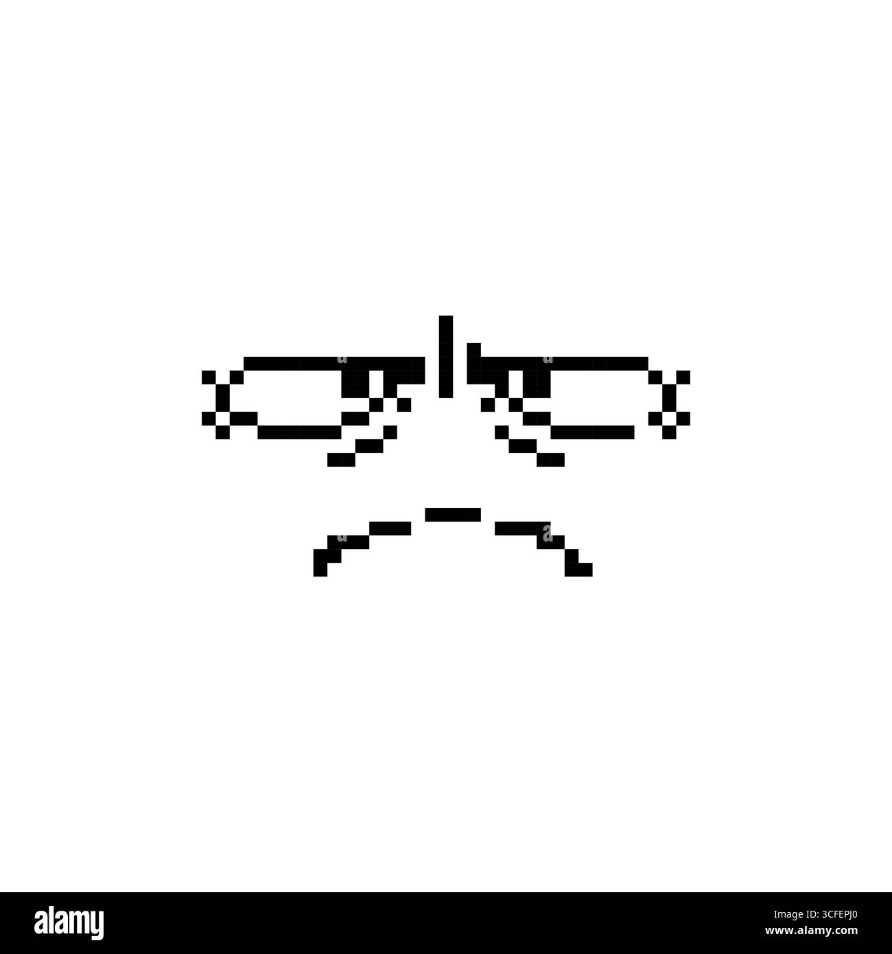 Mosaïque pixel art visage en colère avec des lignes nettes reflétant l'émotion négative Illustration de Vecteur
