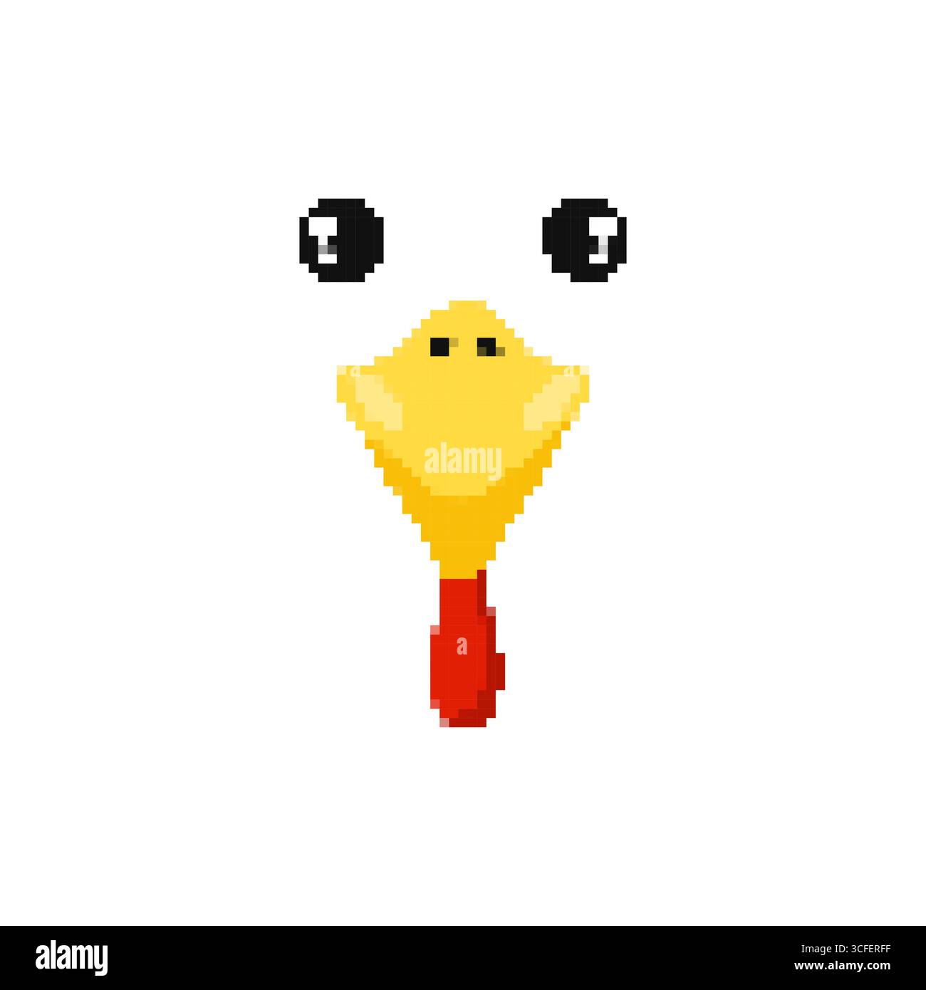 Icône de canard d'art de pixel de mosaïque avec bec jaune et grands yeux dans la conception de style de jeu rétro Illustration de Vecteur