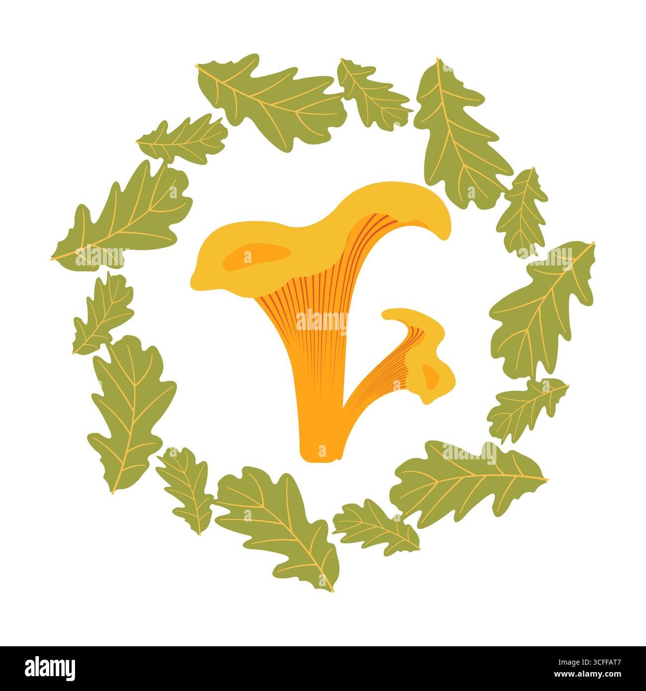 Design de carte postale d'automne avec champignon et cadre avec des feuilles dans un style plat. Illustration vectorielle de récolte d'automne pour les bannières et les cartes de voeux Illustration de Vecteur