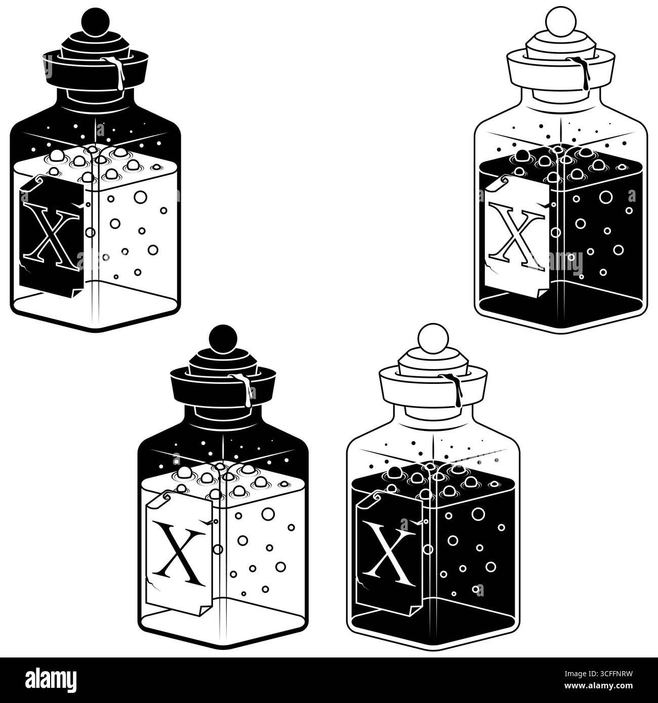 Bouteille en verre de substances liquides, récipient en verre avec du sang Illustration de Vecteur