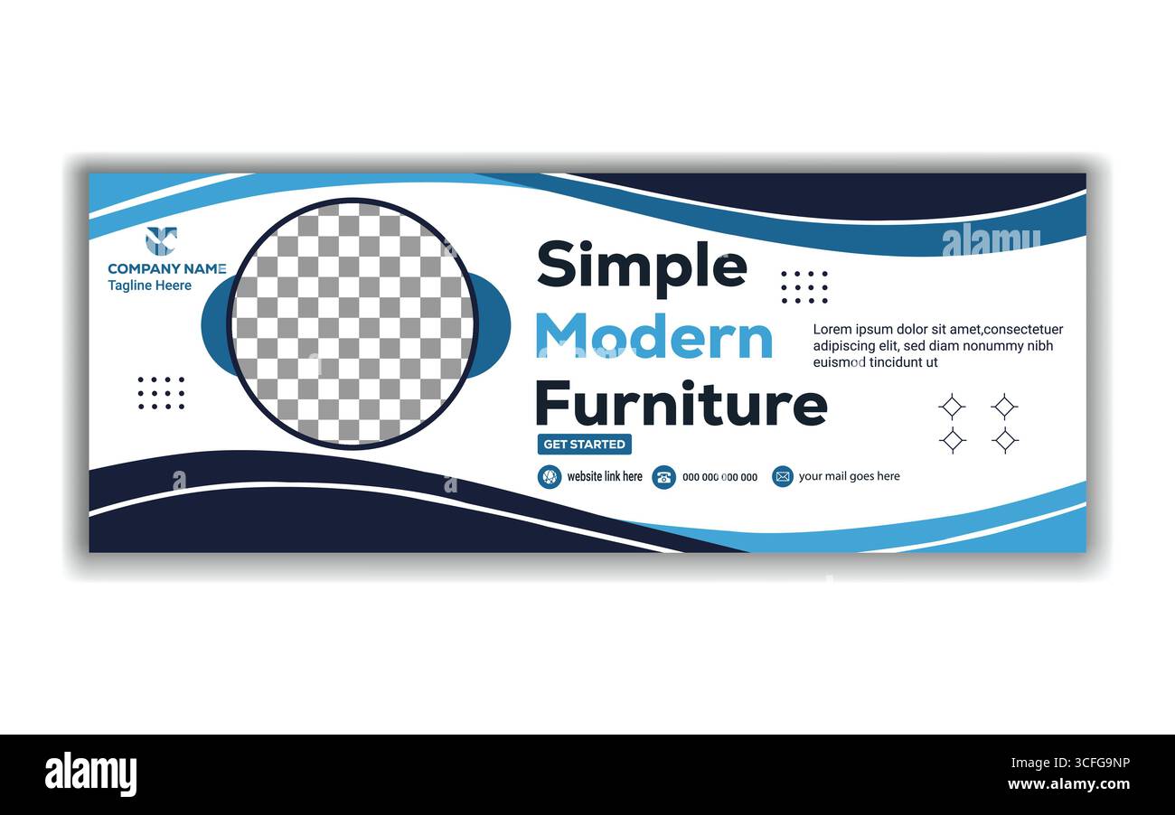 Meubles modernes conception de bannière de médias sociaux modèle de promotion de meubles simple et élégant conception d'illustration vectorielle Illustration de Vecteur