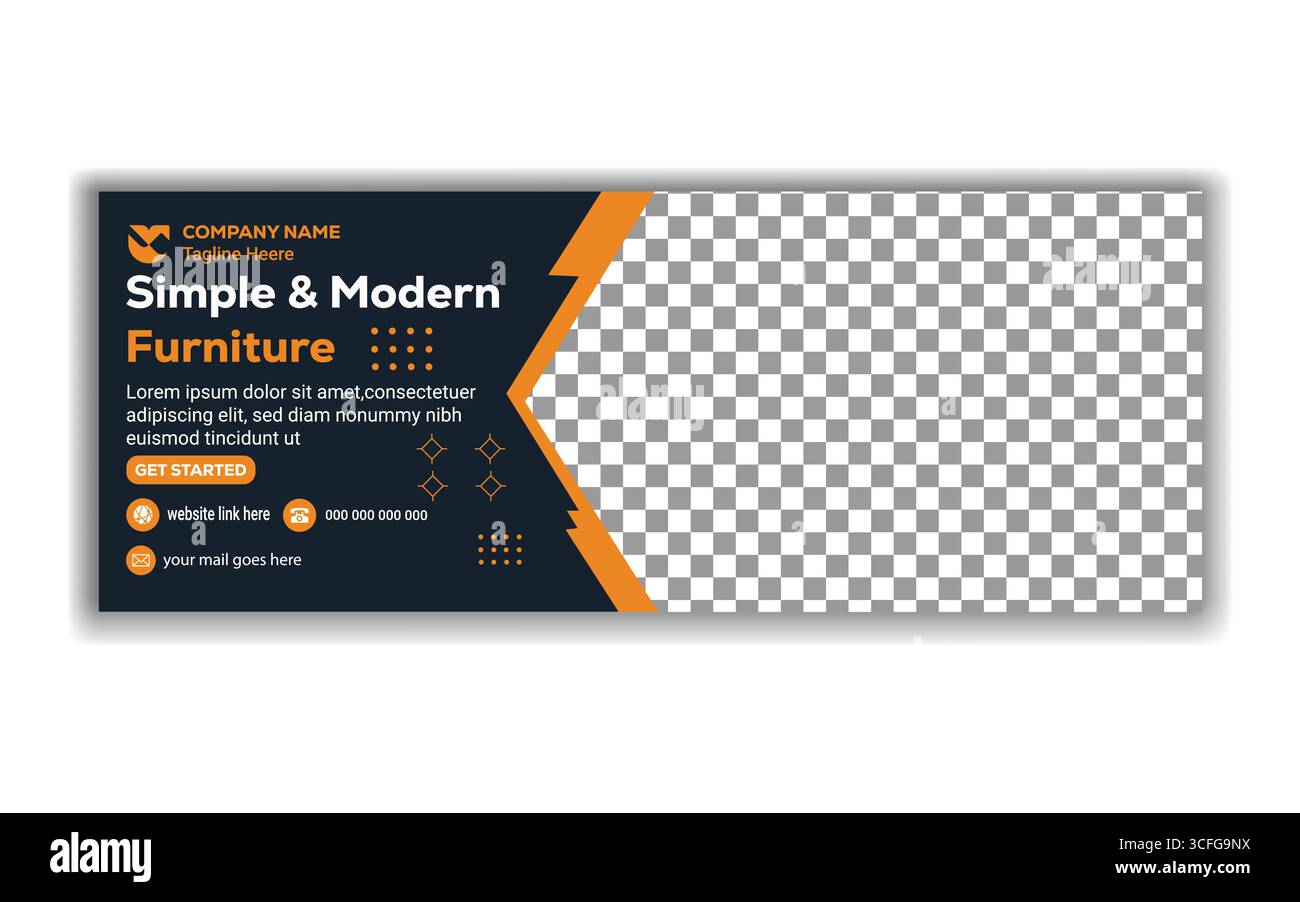 Bannière créative de promotion de meubles Design moderne de marketing d'intérieur et de meubles de maison Illustration de Vecteur