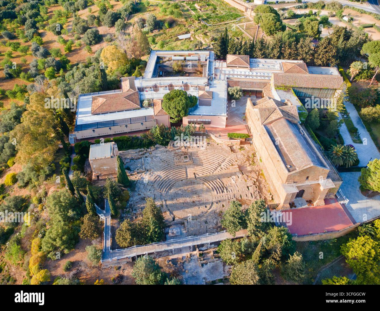 Musée archéologique régional Pietro Griffo d'Agrigente vue panoramique aérienne. Musée est situé près de la Vallée des temples dans la ville d'Agrigente, S. Banque D'Images