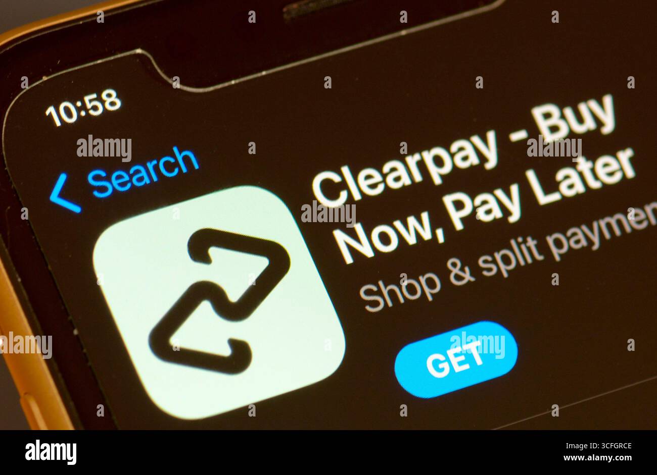 Clearpay - Achetez maintenant, payez plus tard dans l'App Store d'Apple Banque D'Images