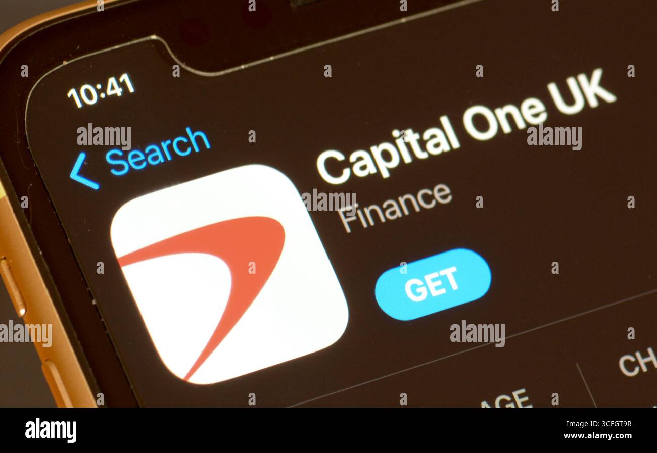 L’app Capital One UK dans l’App Store d’Apple Banque D'Images