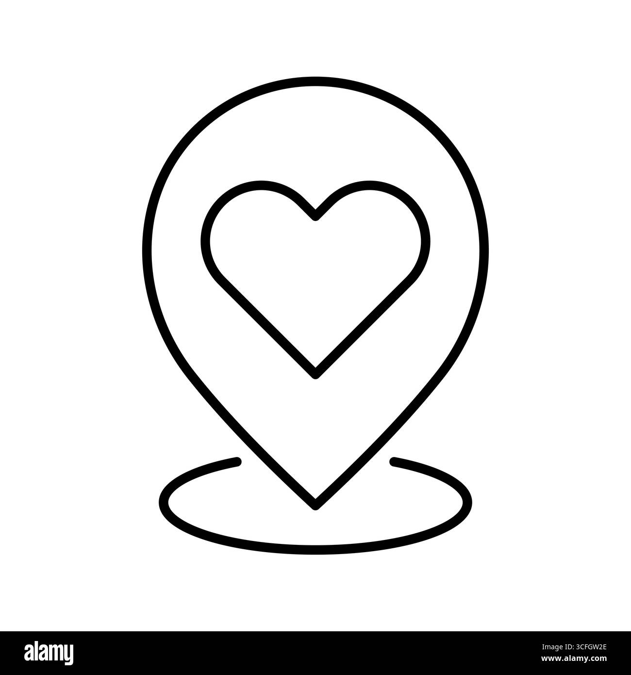 Épingle de carte avec une icône de ligne de cœur. Emplacement du cœur. Amour, lieu préféré et symbole de destination. Amour pour les voyages, les lieux de rencontre, les destinations spéciales. Illustration de Vecteur Épingle de carte avec une icône de ligne de cœur. Emplacement du cœur. Amour, lieu préféré et symbole de destination. Amour pour les voyages, les lieux de rencontre, les destinations spéciales. Illustration de Vecteur
