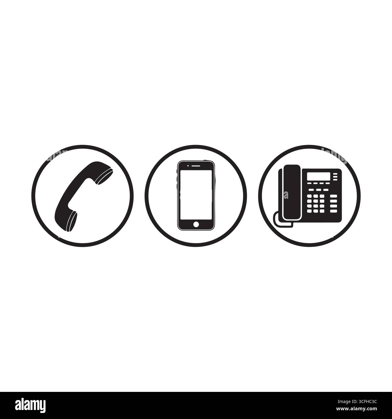 Icônes simples des téléphones traditionnels et mobiles pour les coordonnées Illustration de Vecteur