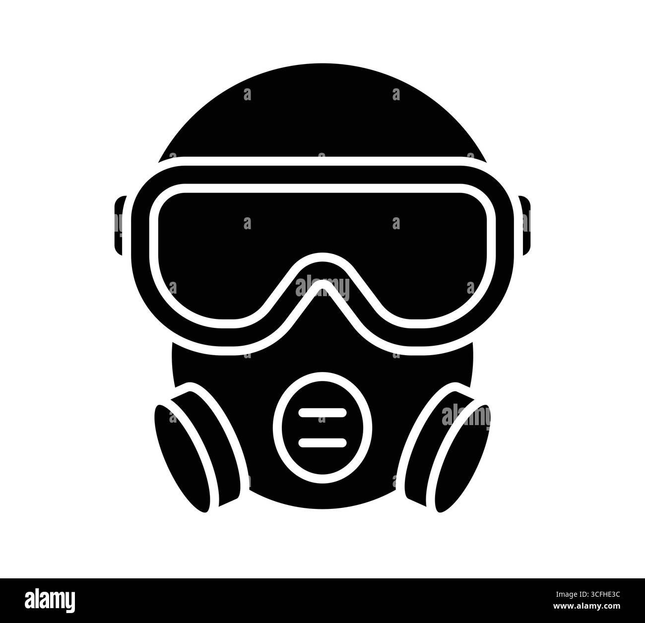 Cette silhouette noire d'une icône de masque à gaz symbolise la sécurité, la protection et la préparation aux situations d'urgence, adaptée à diverses applications dans le domaine de la santé et de l'afrique du sud Illustration de Vecteur