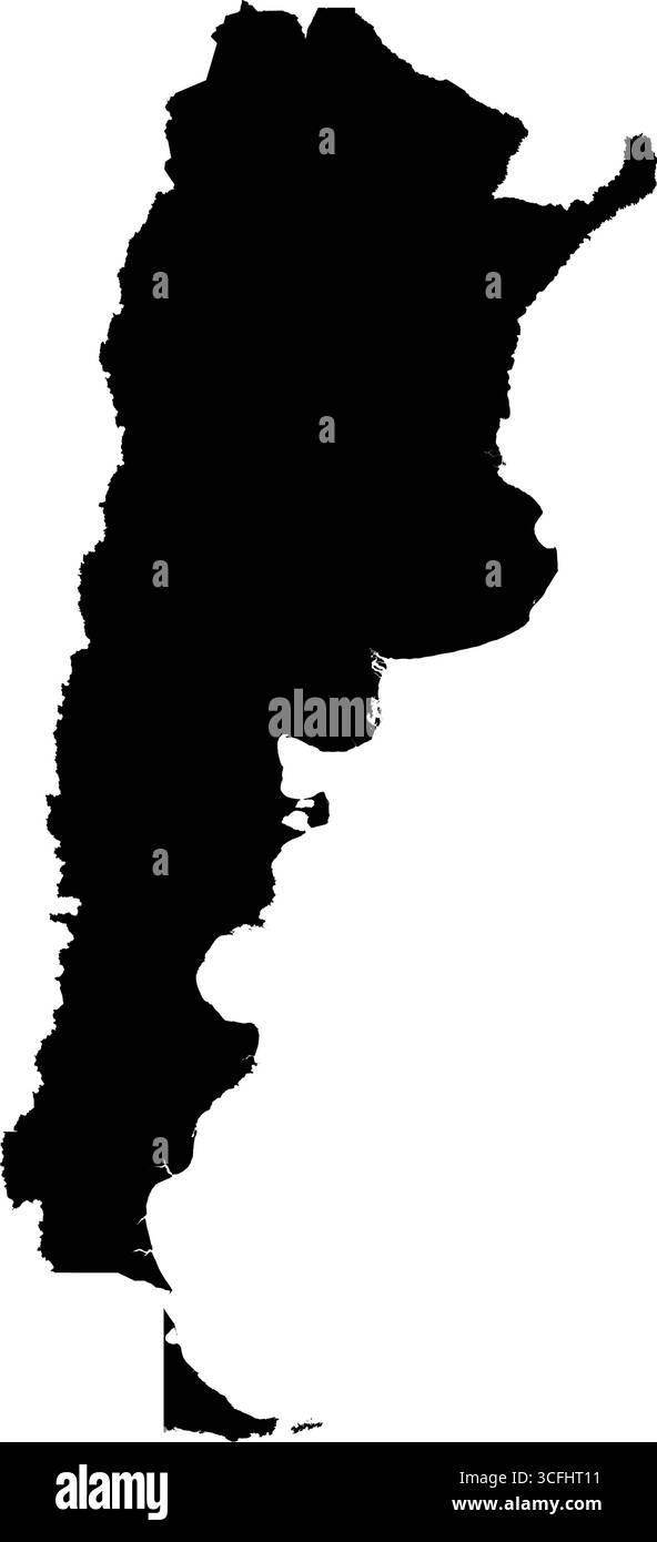 Carte de silhouette vectorielle noire modifiable du pays sud-américain de l'Argentine. Illustration de Vecteur