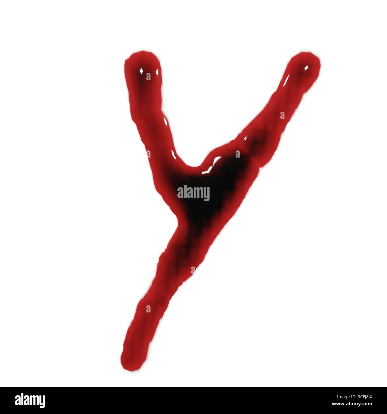 Isolé sur rendu 3d blanc des alphabets liquides de vin rouge sang Banque D'Images