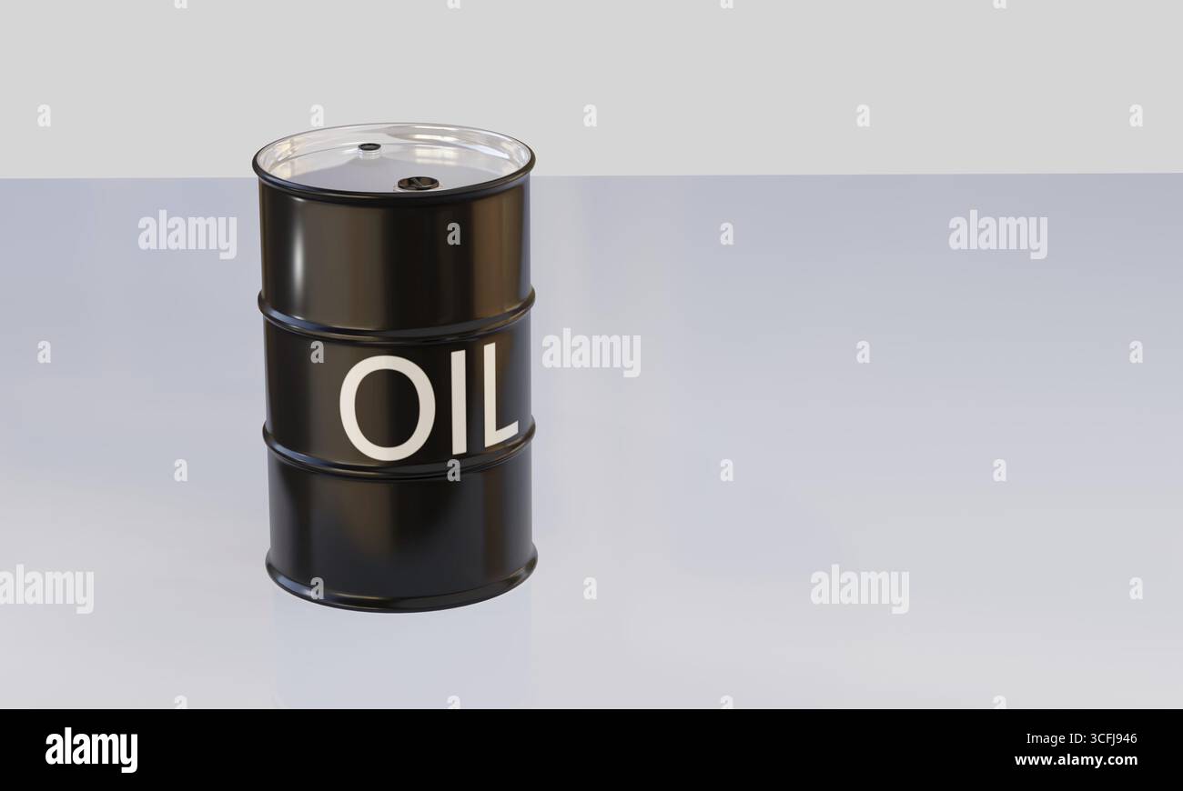 Rendu 3d isolé de barils de pétrole dans le concept d'énergie Banque D'Images