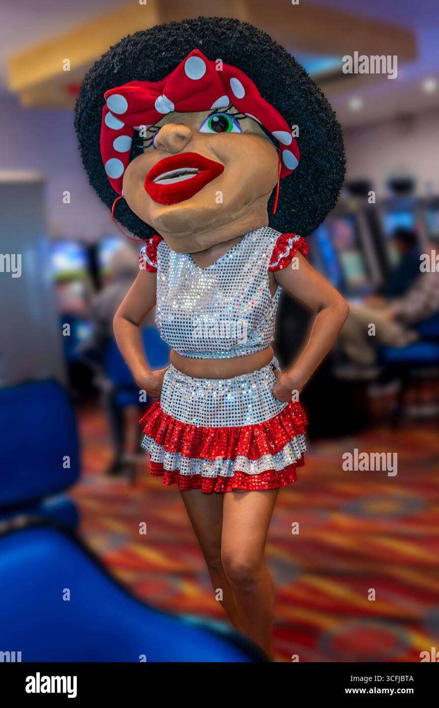 Mascotte costumée dans un événement de divertissement de casino Banque D'Images