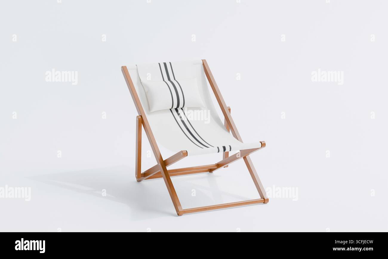 rendu 3d de chaise longue isolée ou chaise longue pliable pour la plage ou l'extérieur Banque D'Images