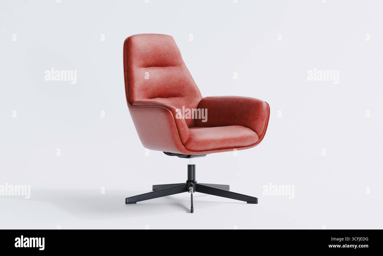 rendu 3d de chaise en cuir pivotant isolé sur fond blanc Banque D'Images
