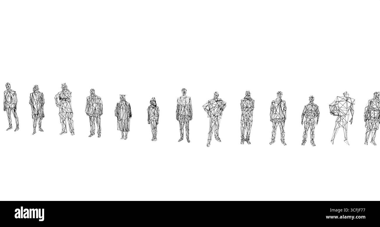 rendu 3d des figures humaines comme foule pour la société ou les questions sociales Banque D'Images