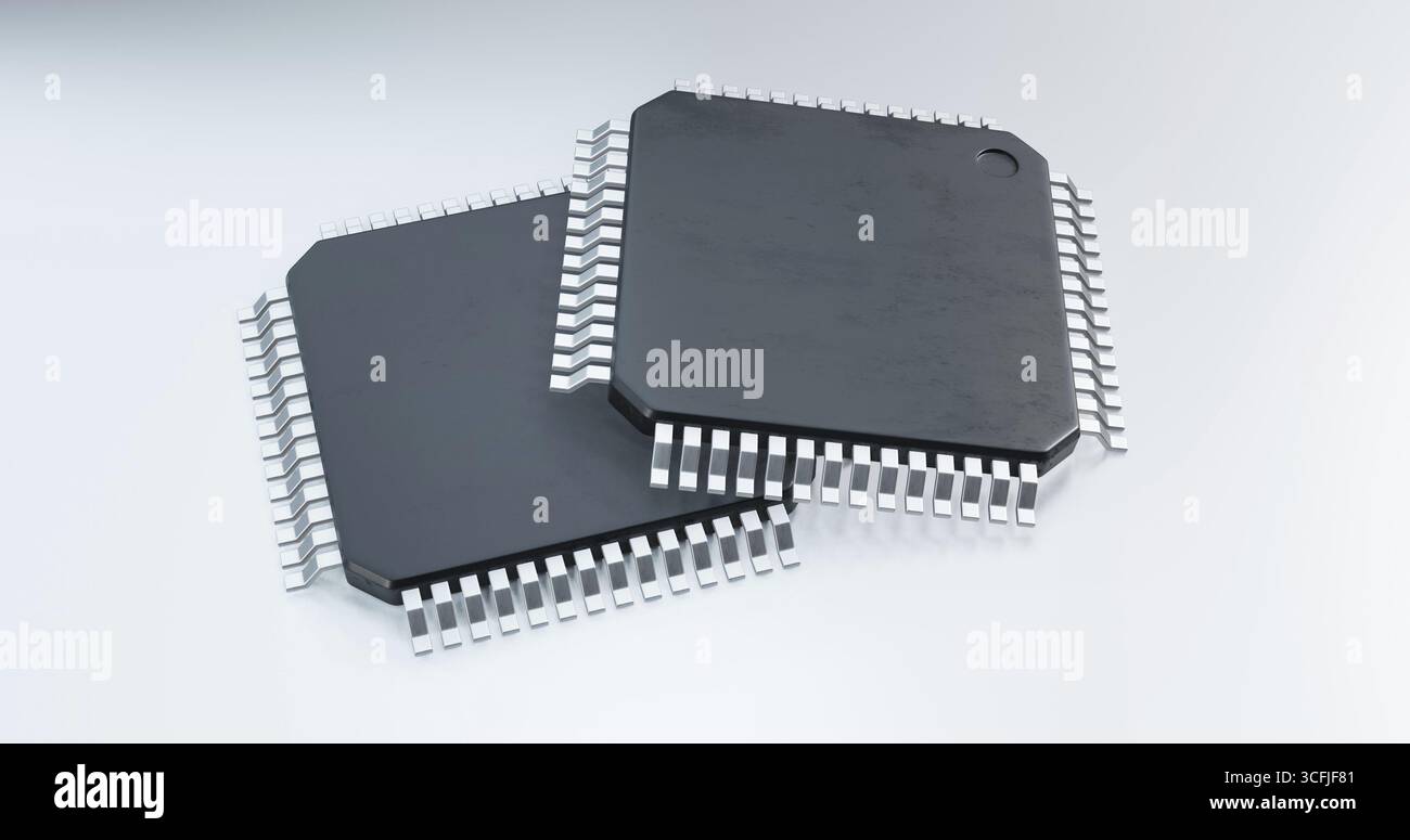 rendu 3d de micropuce ou puce semi-conductrice, pour le calcul Banque D'Images
