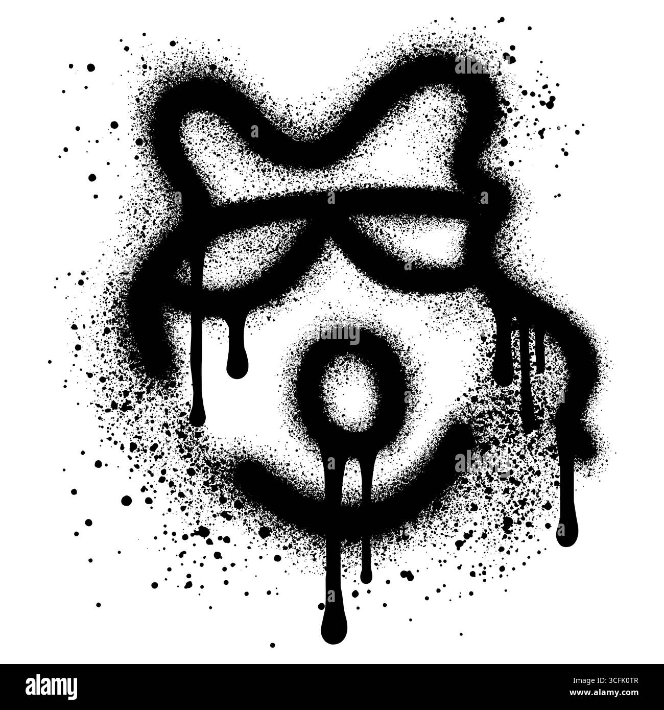 Emoji étonné. Émoticône choquée avec style graffiti. Illustration de Vecteur