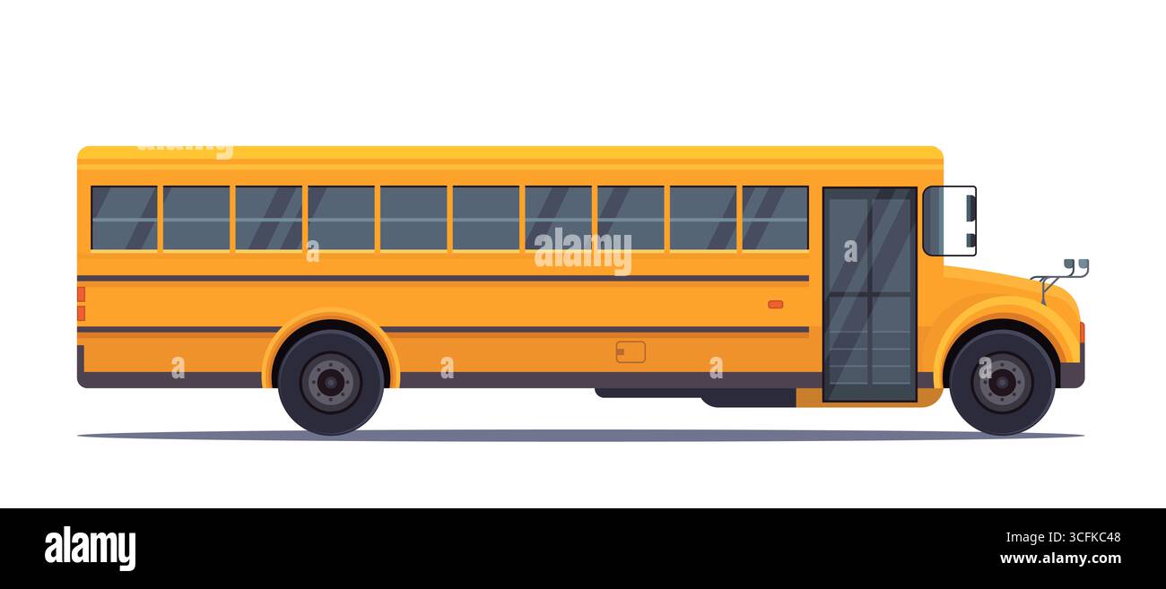 Autobus scolaire jaune isolé sur un fond blanc. Illustration d'un véhicule de transport. Concept de retour à l'école. Vecteur non généré par IA Banque D'Images