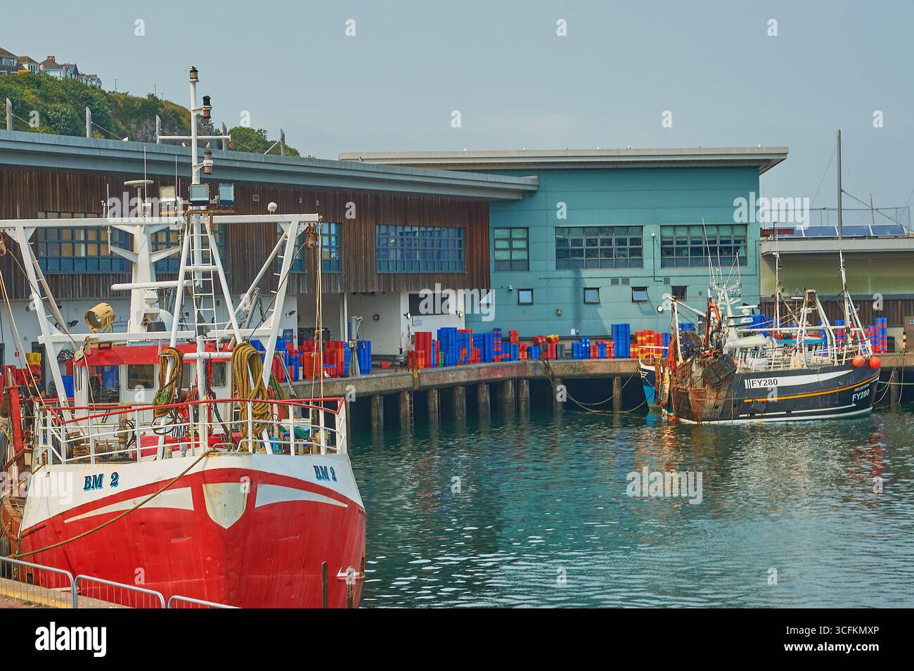 Bateaux de pêche de toutes formes et tailles dans le port de Brixham, Devon Banque D'Images