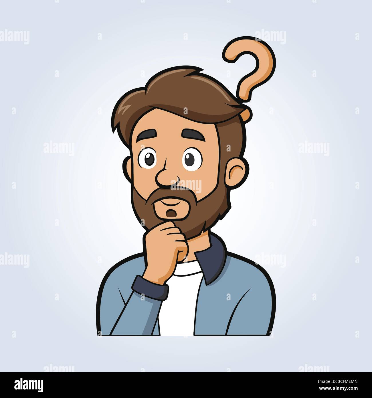 Une illustration d'un homme avec une barbe avec un point d'interrogation art. Illustration de Vecteur