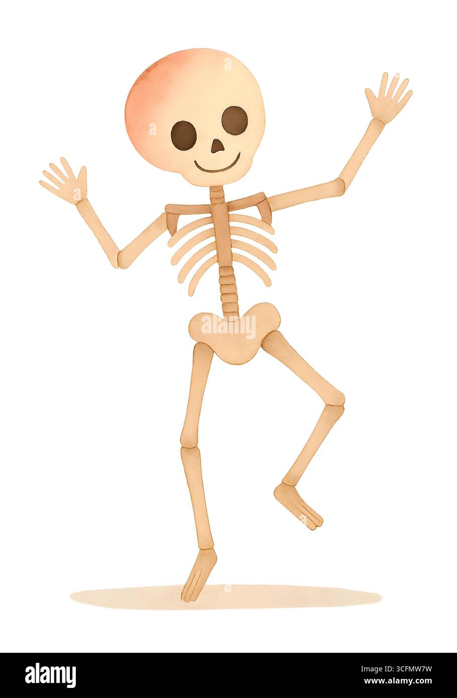 Cute Halloween Skeleton illustration, Spooky Kawaii Skeleton Character Clipart Banque D'Images
