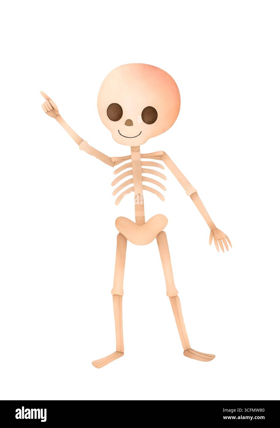 Cute Halloween Skeleton illustration, Spooky Kawaii Skeleton Character Clipart Banque D'Images
