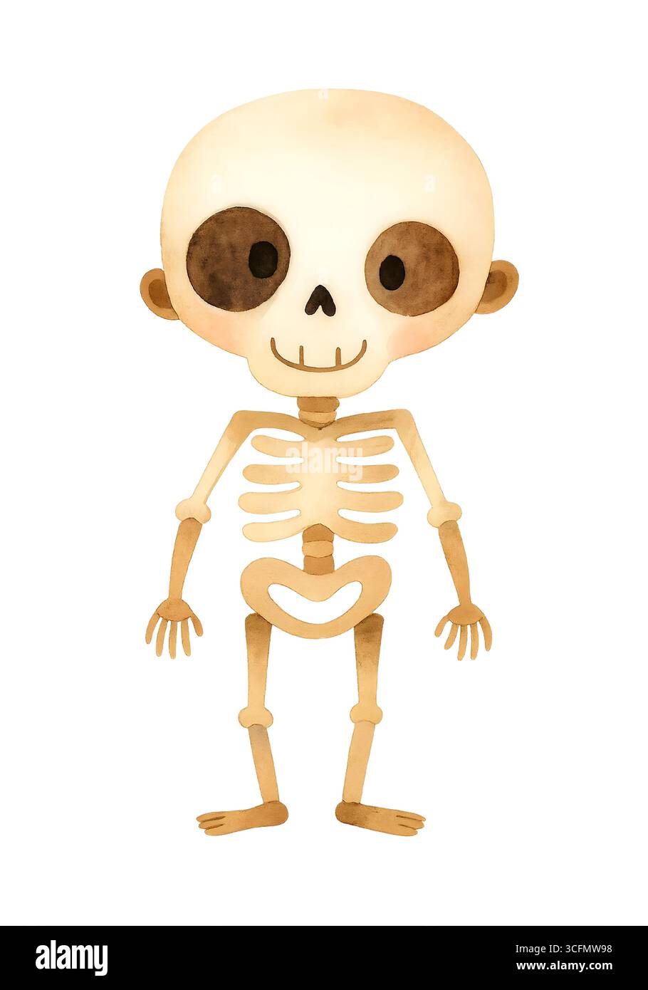 Cute Halloween Skeleton illustration, Spooky Kawaii Skeleton Character Clipart Banque D'Images
