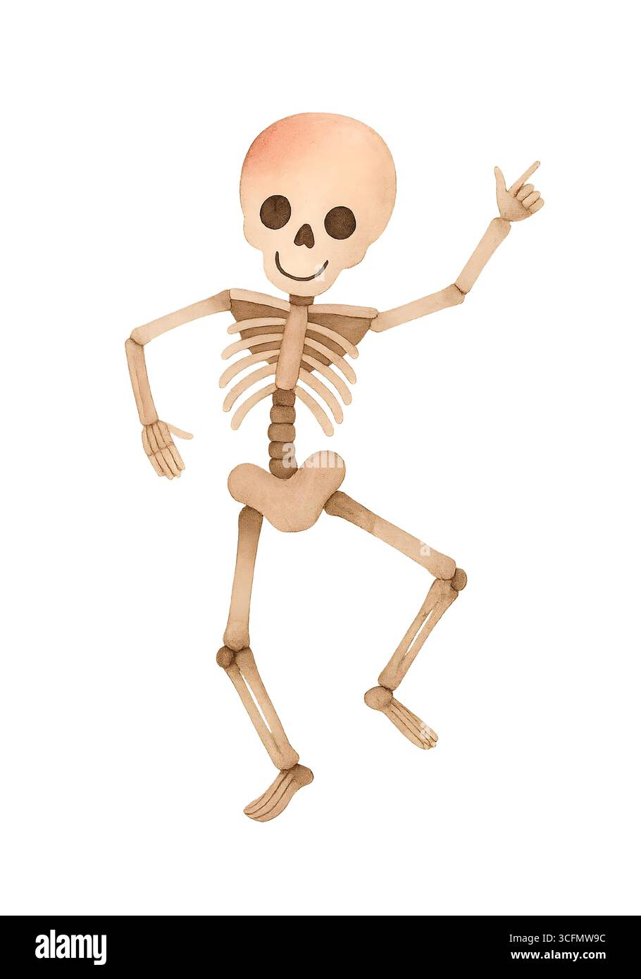 Cute Halloween Skeleton illustration, Spooky Kawaii Skeleton Character Clipart Banque D'Images