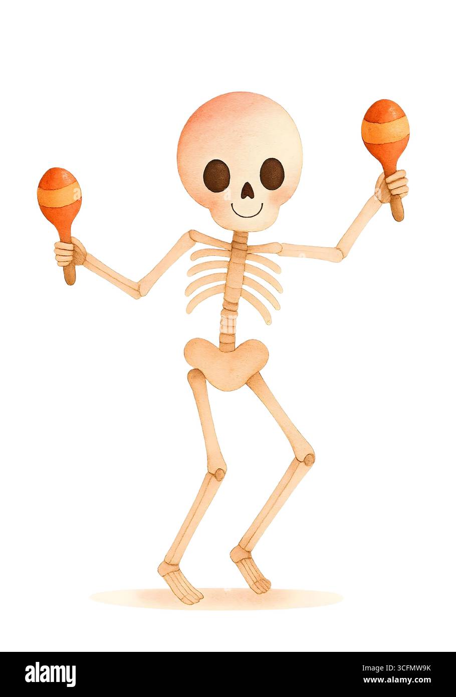 Cute Halloween Skeleton illustration, Spooky Kawaii Skeleton Character Clipart Banque D'Images