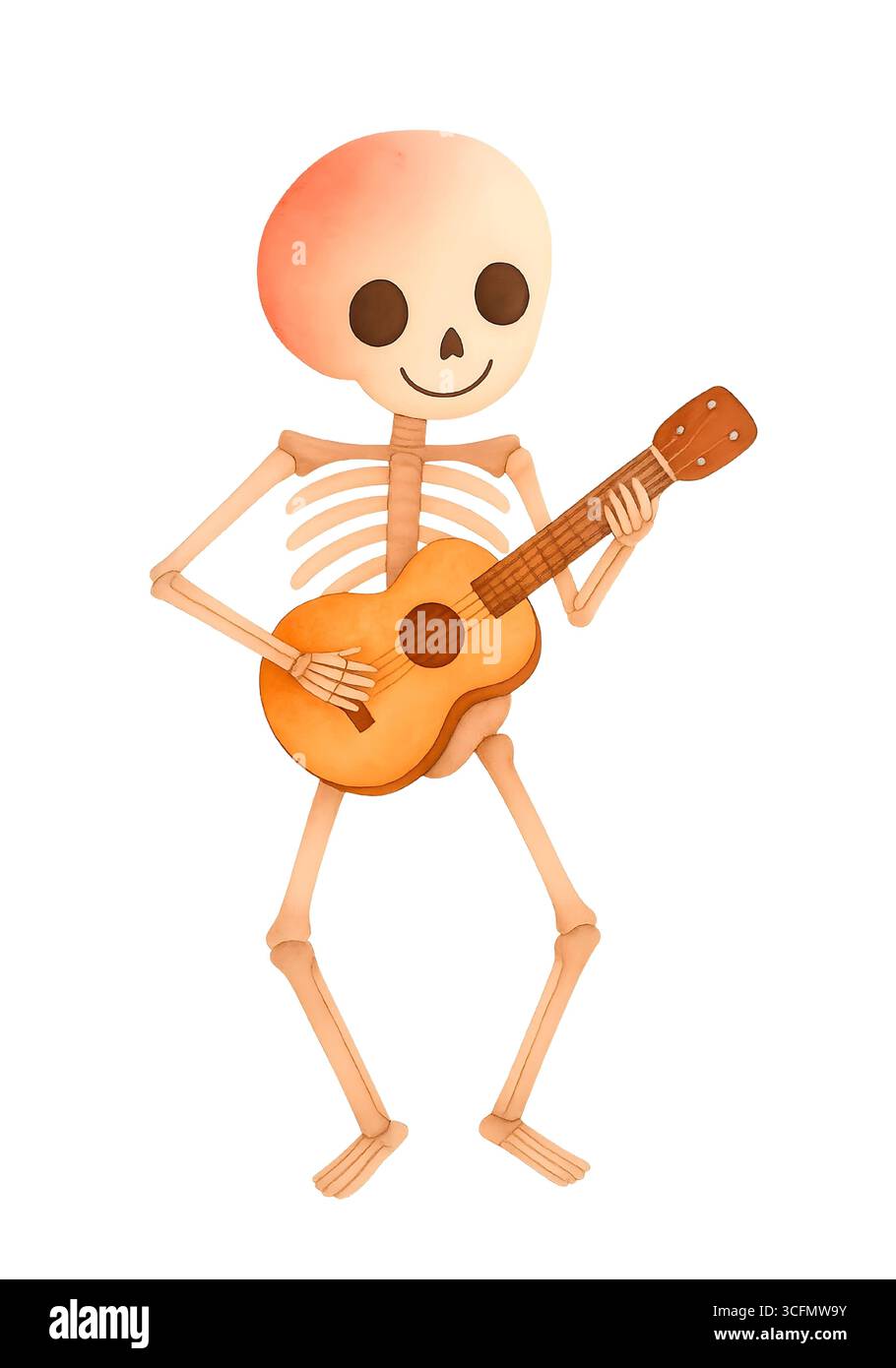 Cute Halloween Skeleton illustration, Spooky Kawaii Skeleton Character Clipart Banque D'Images
