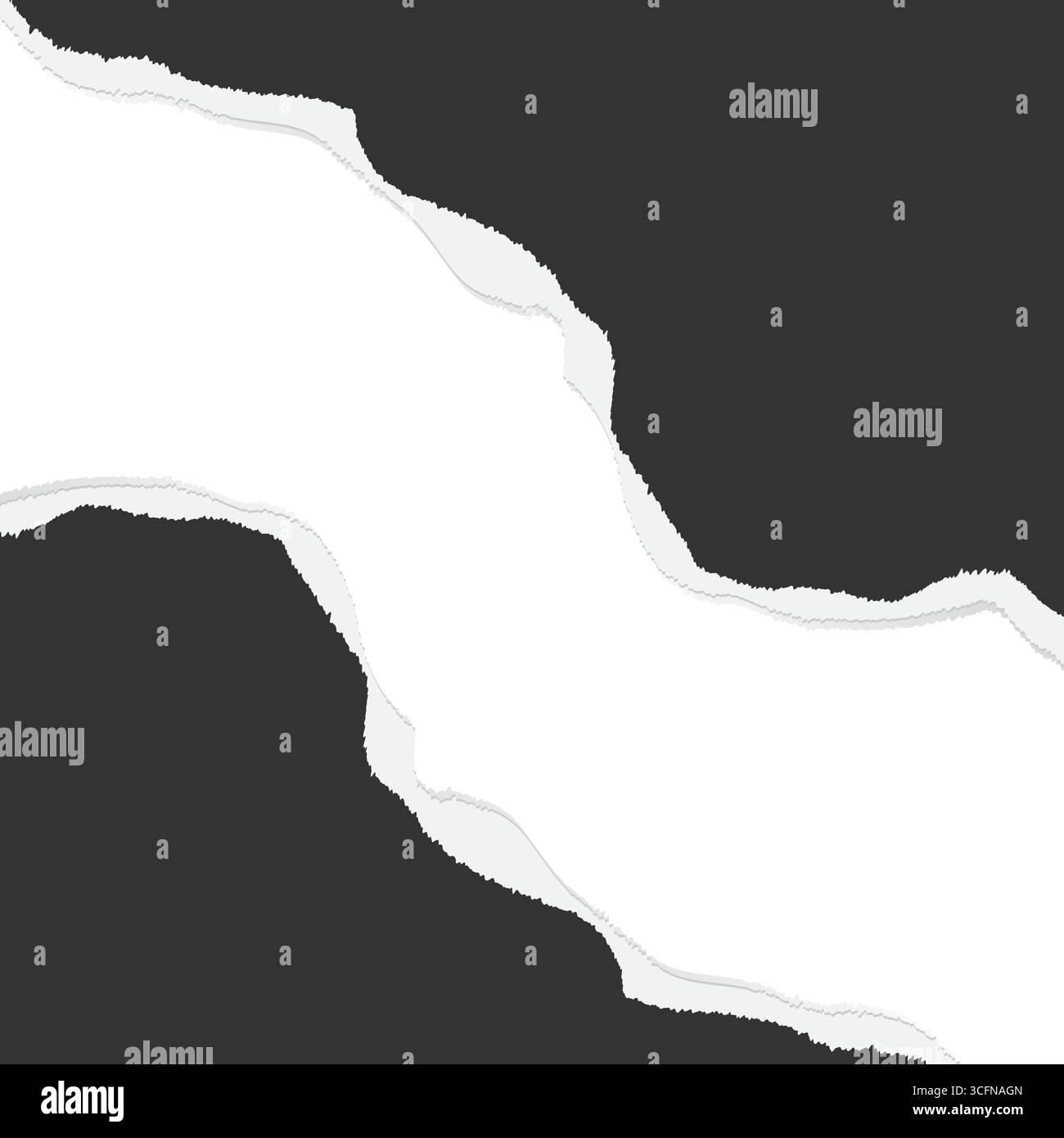 Illustration abstraite d'une bande de papier blanc déchiré avec des bords irréguliers sur fond gris foncé. Parfait pour les bannières, modèles, scrapbooking et Mo Illustration de Vecteur