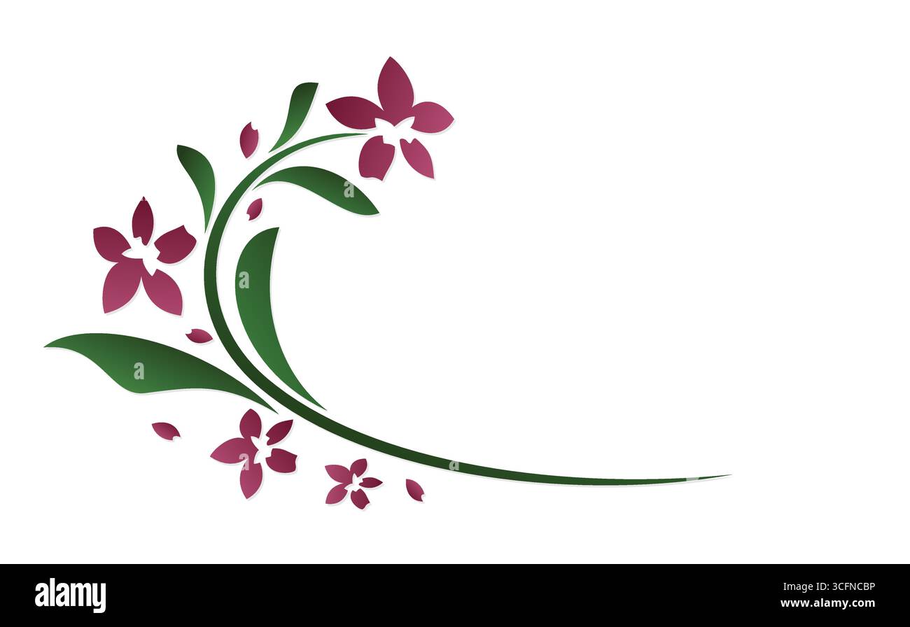 Le symbole des fleurs rouges stylisées. Illustration de Vecteur