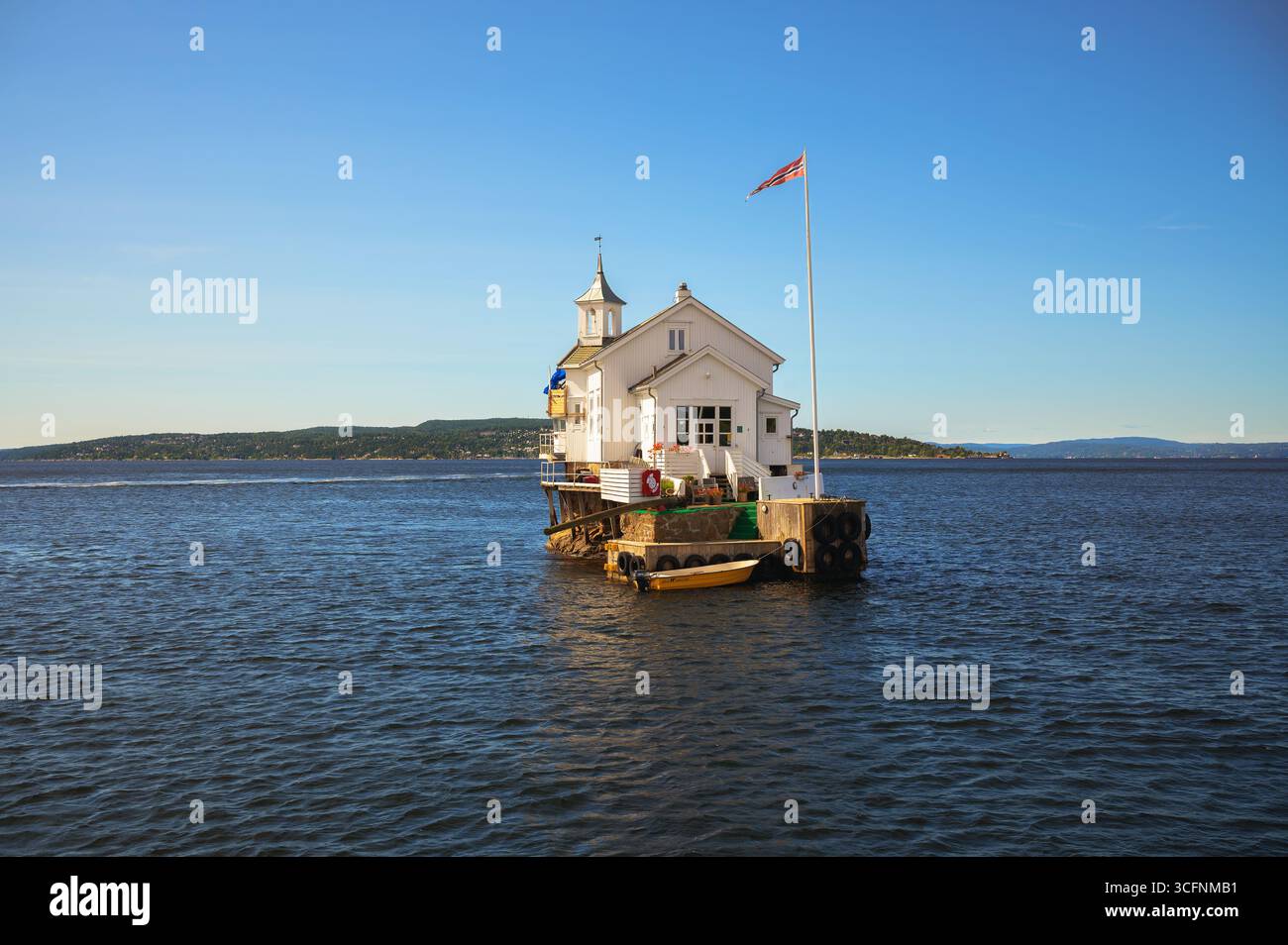 Dyna Fyr Lighthouse Restaurant à Oslofjord près de la ville d'Oslo, Norvège Banque D'Images