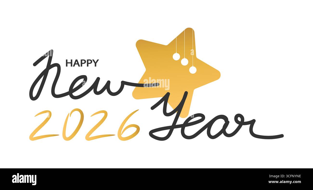 Bonne année 2026 calligraphie. Lettrage dessiné à la main. Illustration vectorielle Illustration de Vecteur