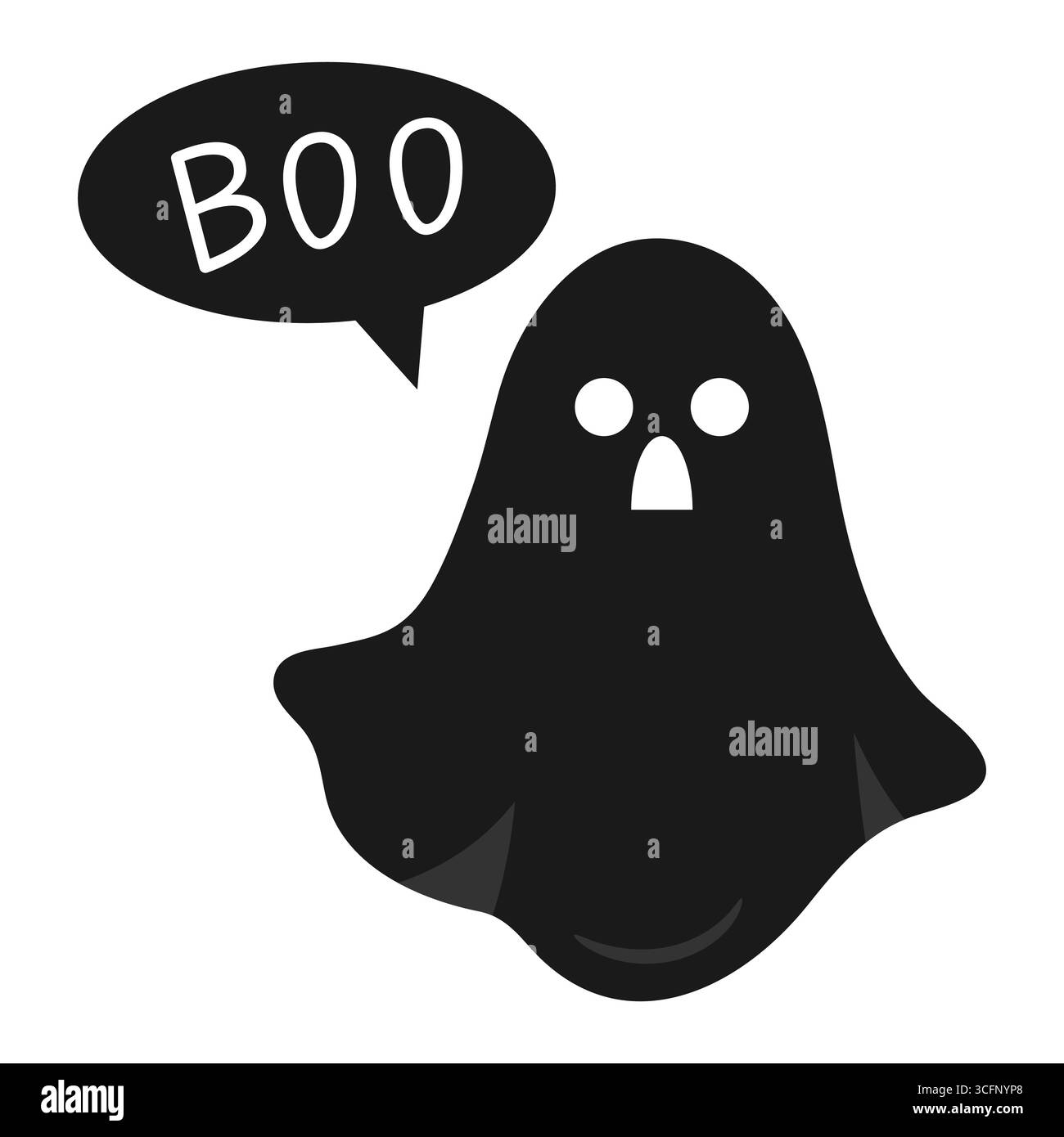 Effrayante silhouette fantôme disant boo. Salutations d'Halloween. Illustration vectorielle Illustration de Vecteur