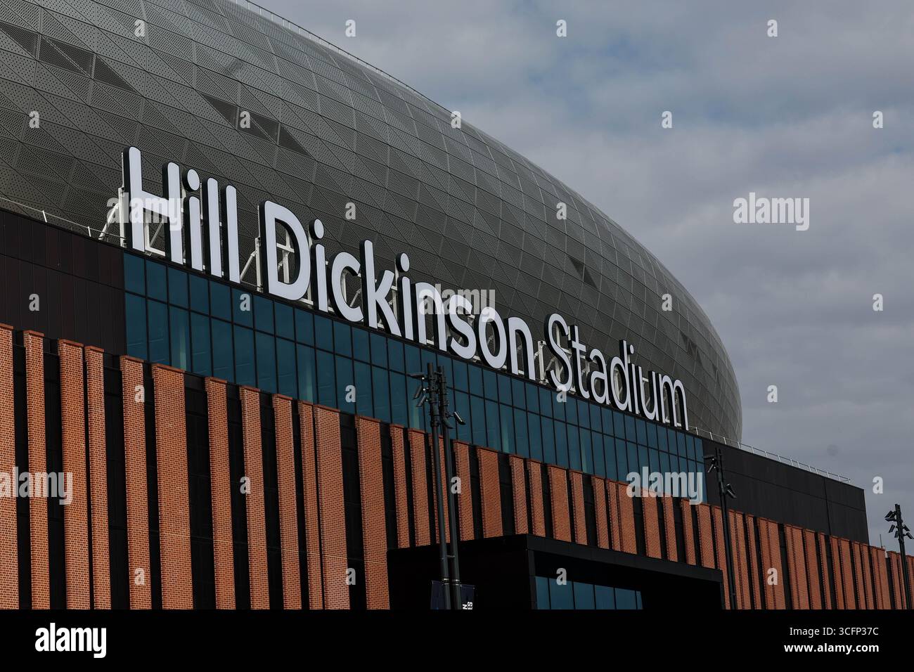 Une vue détaillée du Hill Dickinson Stadium avant le match de premier League Everton vs Brighton et Hove Albion au Hill Dickinson Stadium, Liverpool, Royaume-Uni, 24 août 2025 (photo par Mark Cosgrove/News images) à Liverpool, Royaume-Uni le 24/08/2025. (Photo Mark Cosgrove/News images/SIPA USA) Banque D'Images