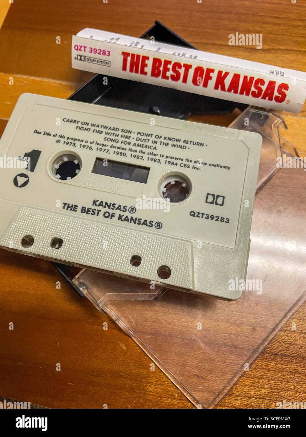 Cassette Vintage du groupe de rock arène des années 1970 'Kansas', États-Unis - Image de stock capturée avec un smartphone