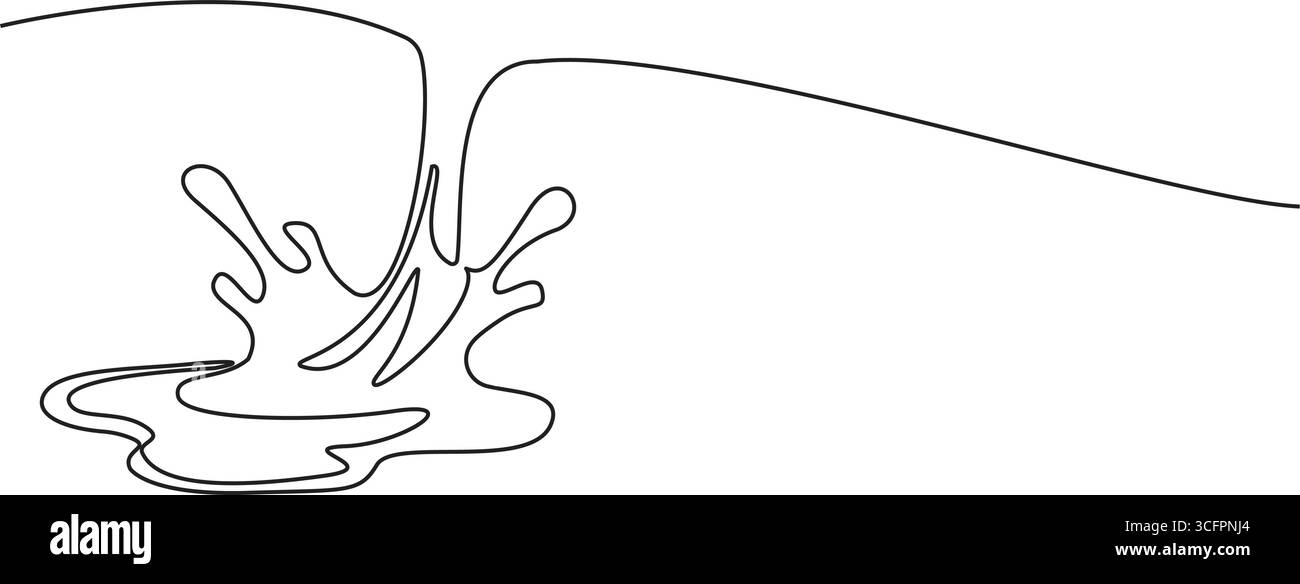 Dessin minimal d'une ligne d'éclaboussure de fluide, symbolisant le mouvement, la créativité ou le liquide qui coule dans un style de conception abstrait. Illustration vectorielle Illustration de Vecteur