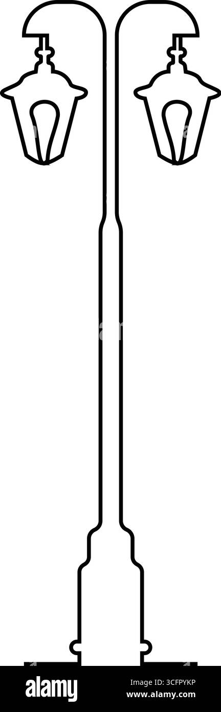 Illustration continue d'une ligne d'une lanterne de rue, isolée sur fond transparent. Illustration vectorielle Illustration de Vecteur