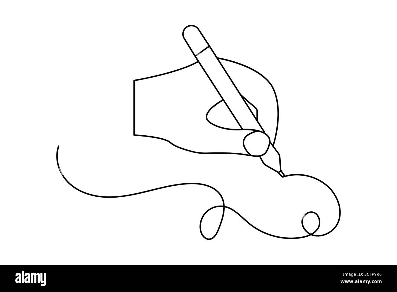 Stylo à bille dessin continu d'une ligne dans un style minimaliste avec illustration de contour isolé sur blanc Illustration de Vecteur