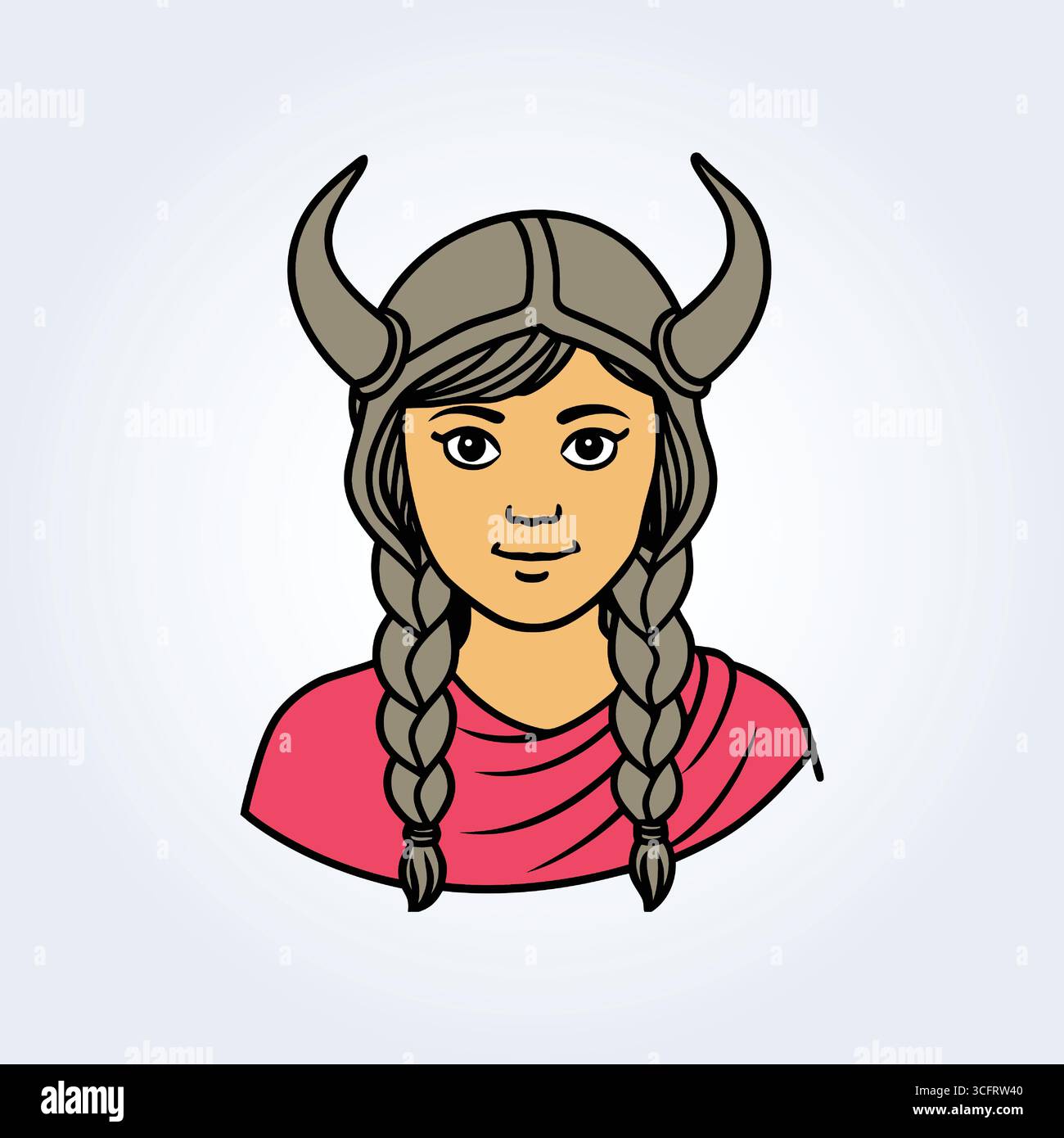 Une illustration de personnage d'une femme viking dans une robe rose Illustration de Vecteur