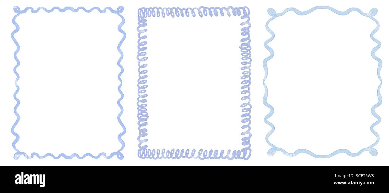 Ensemble de cadres rectangulaires festonnés et ondulés Banque D'Images