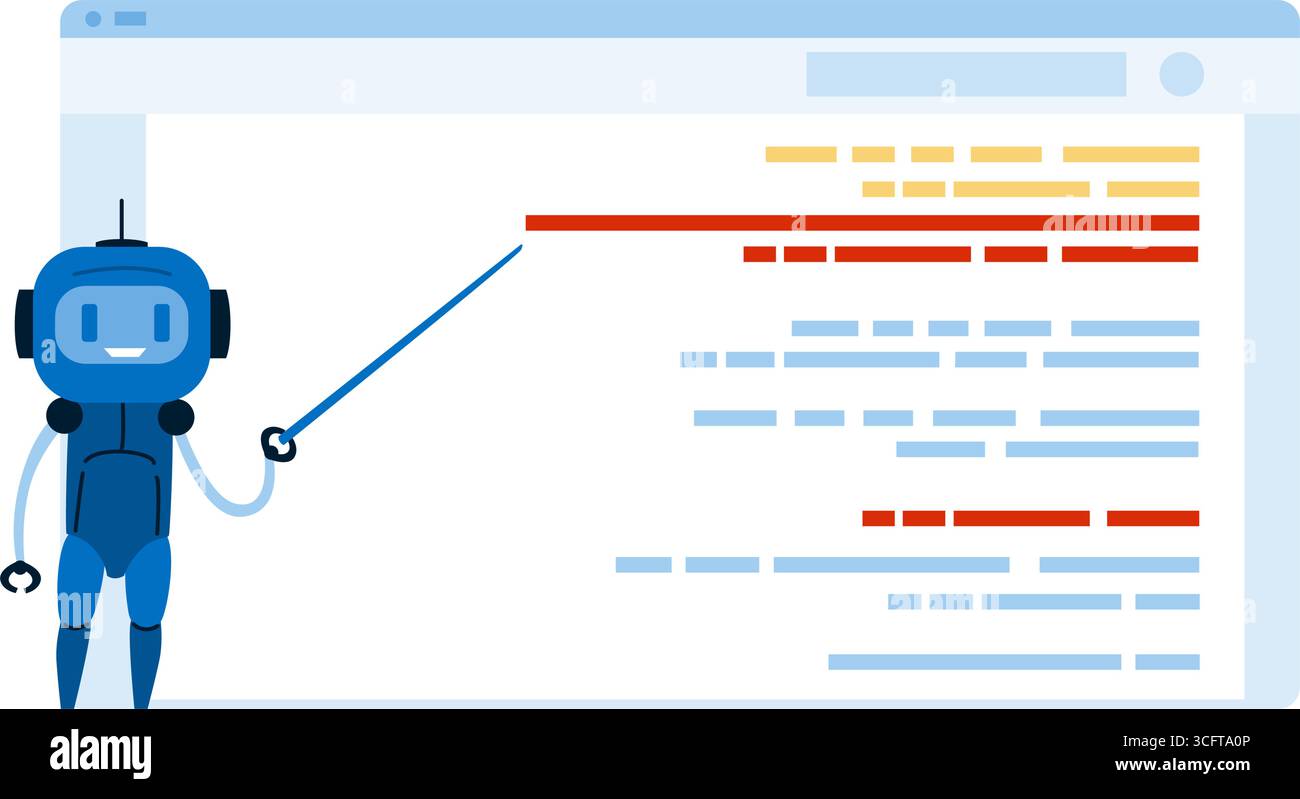 Code de programmation d'apprentissage de robot sur écran d'ordinateur Illustration de Vecteur